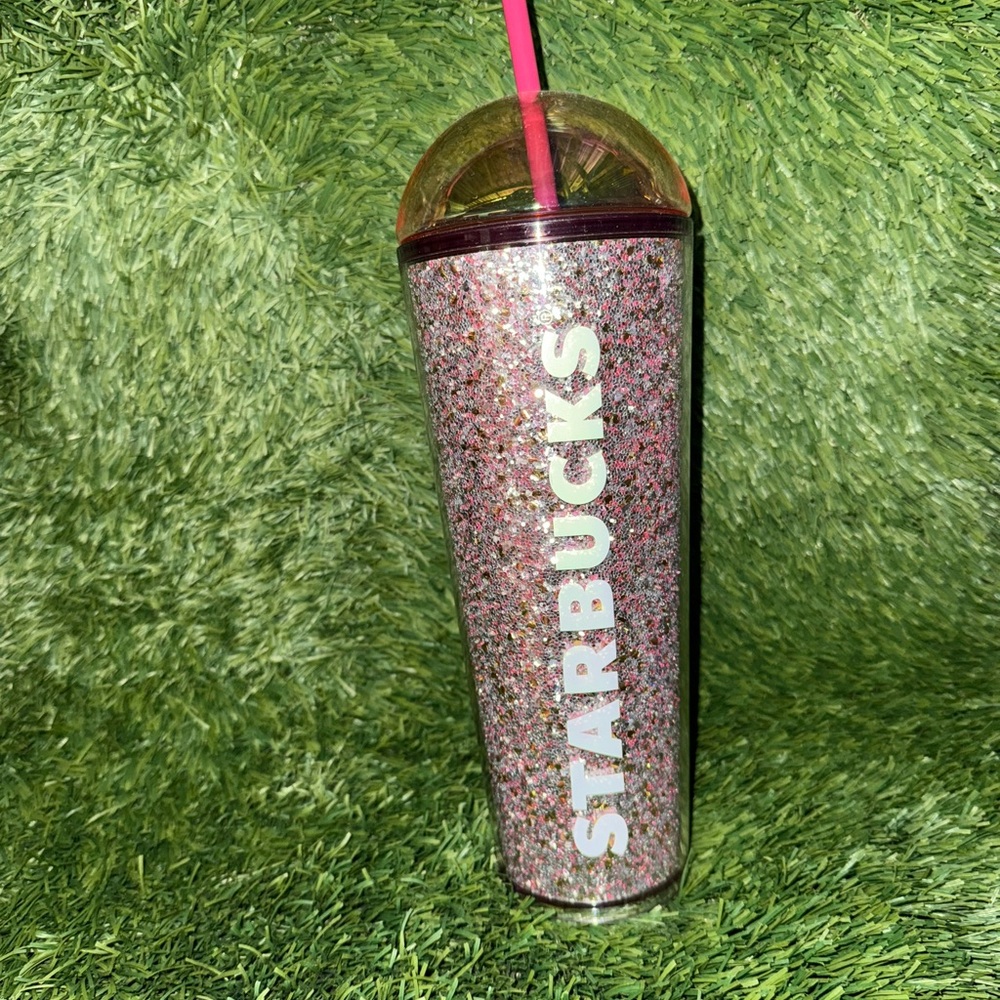 Starbucks Glitter Tumbler with Pink Lid and Straw